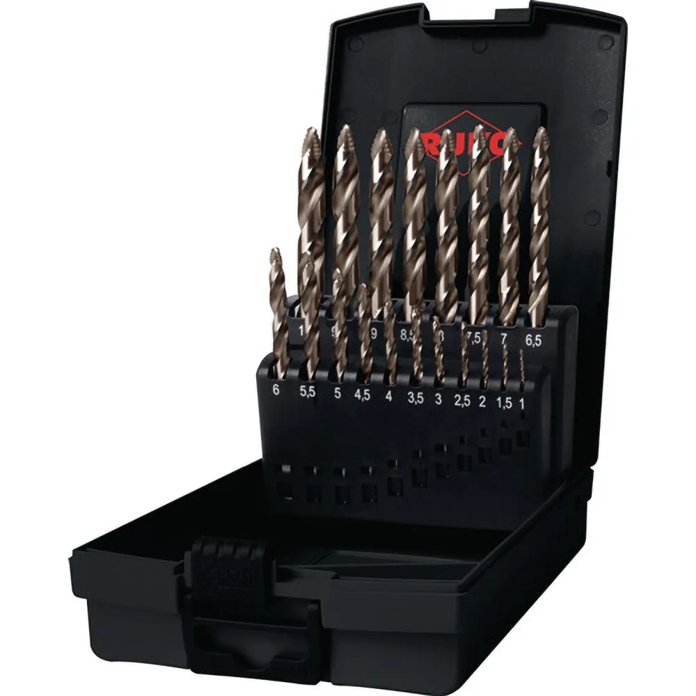 RUKO Spiralbohrersatz HSSE-Co 5 DIN 338 ULTIMATECUT FLOWSTEP 19tlg. Ø 1 - 10 mm Kunststoffkassette - 259214ERO