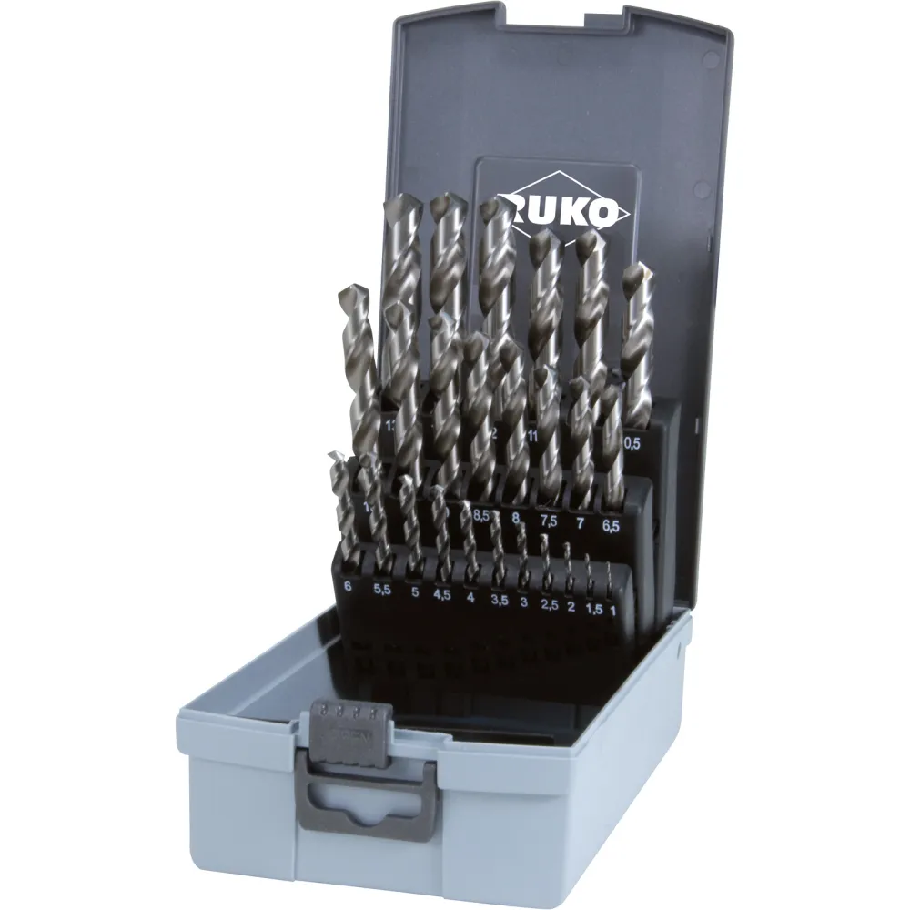 RUKO Spiralbohrersatz HSS-G DIN 338 Typ N 25tlg. Ø 1 - 13 mm Kunststoffkassette - 214215RO