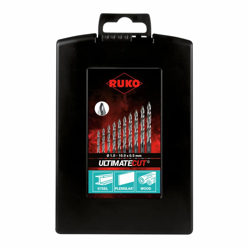 RUKO Spiralbohrersatz HSS-G DIN 338 ULTIMATECUT FLOWSTEP 19tlg. Ø 1 - 10 mm Kunststoffkassette - 259214RO