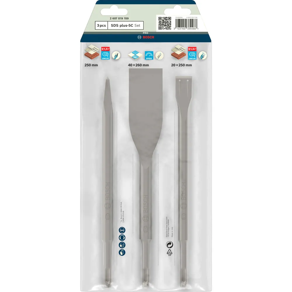 Bosch PRO SDS plus-5C Meißelset 0; 40; 20x250; 260; 250 mm - 2607019159