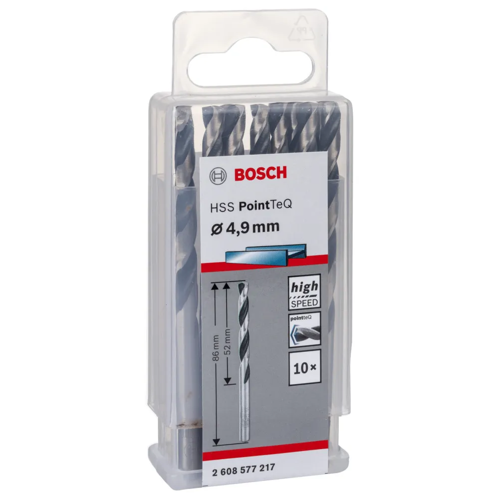 Bosch 10x HSS PointTeQ DIN 338 4,9 x 52 x 86 mm - 2608577217