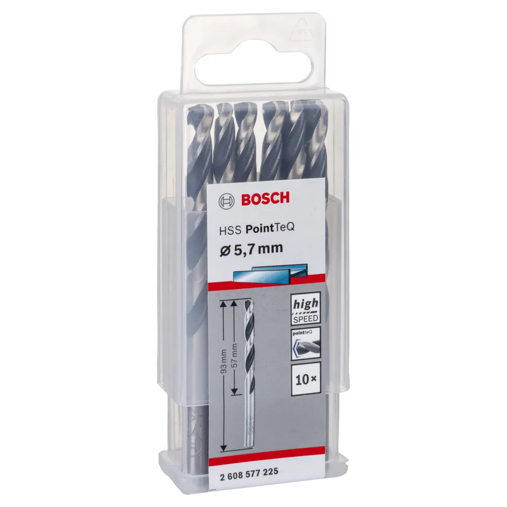 Bosch 10x HSS PointTeQ DIN 338 5,7 x 57 x 93 mm - 2608577225