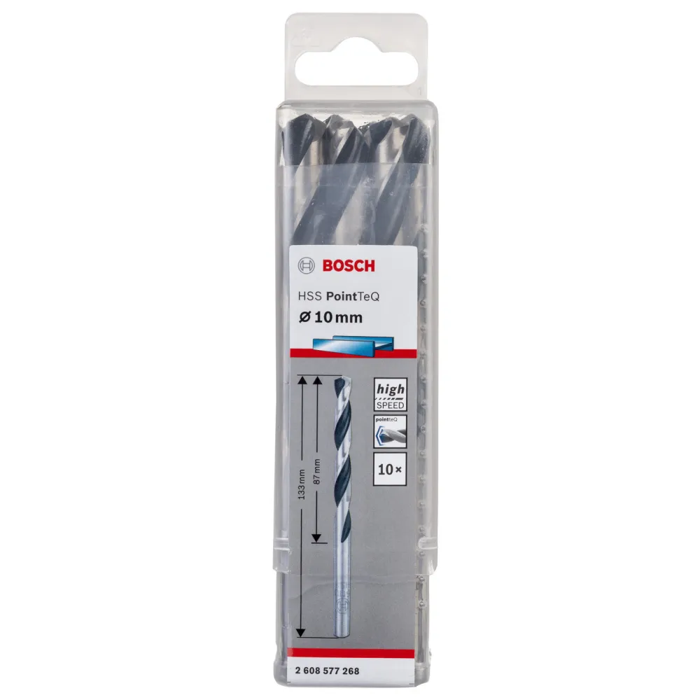 Bosch 10x HSS PointTeQ DIN 338 10 x 87 x 133 mm - 2608577268