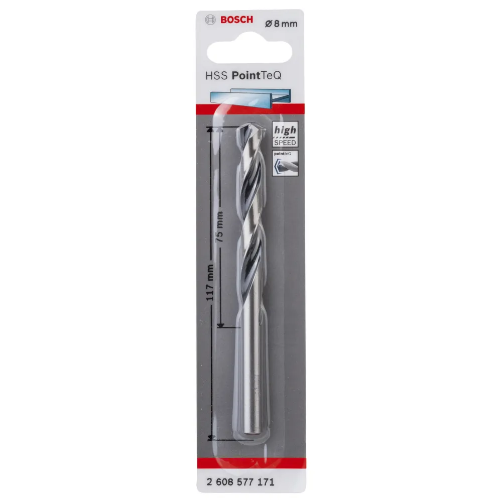Bosch 1x HSS PointTeQ DIN 338 8 x 75 x 117 mm - 2608577171
