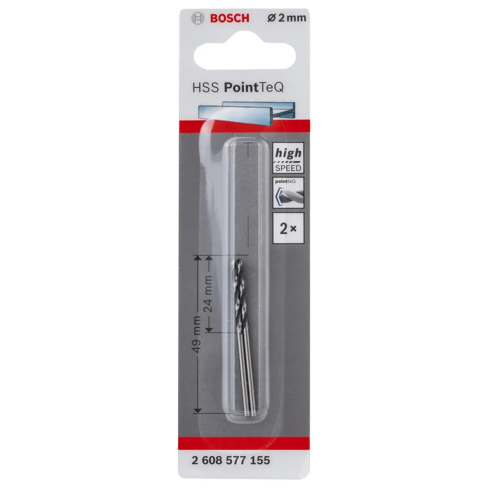 Bosch 2x HSS PointTeQ DIN 338 2 x 24 x 49 mm - 2608577155