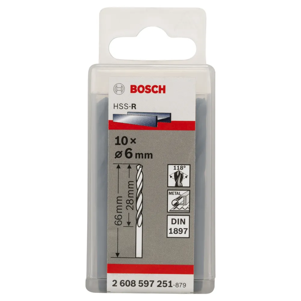 Bosch Karosseriebohrer HSS-R DIN 1897 6 x 28 x 66 mm - 2608597251
