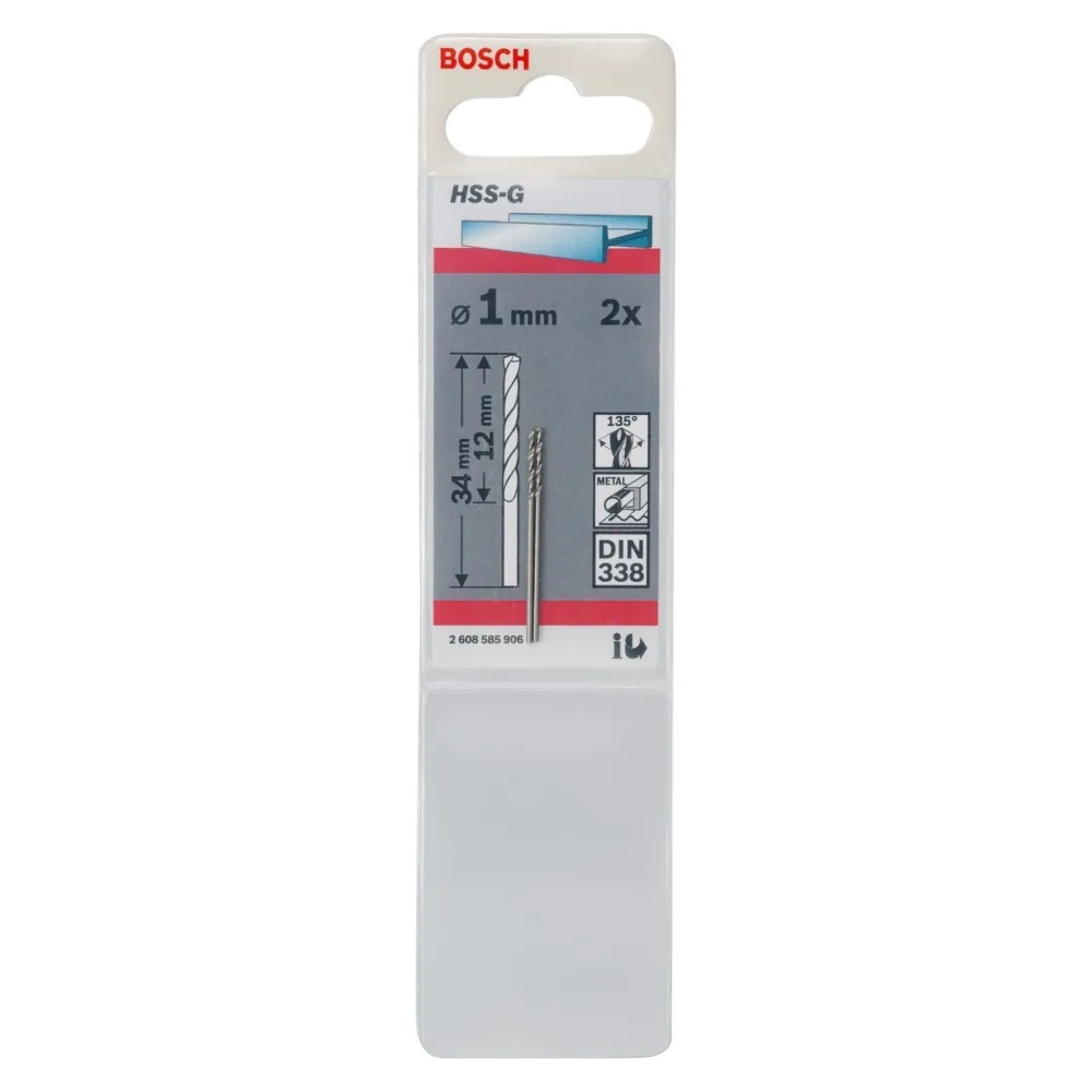 Bosch 2x Metallbohrer HSS-G DIN 338 1 x 12 x 34 mm - 2608585906