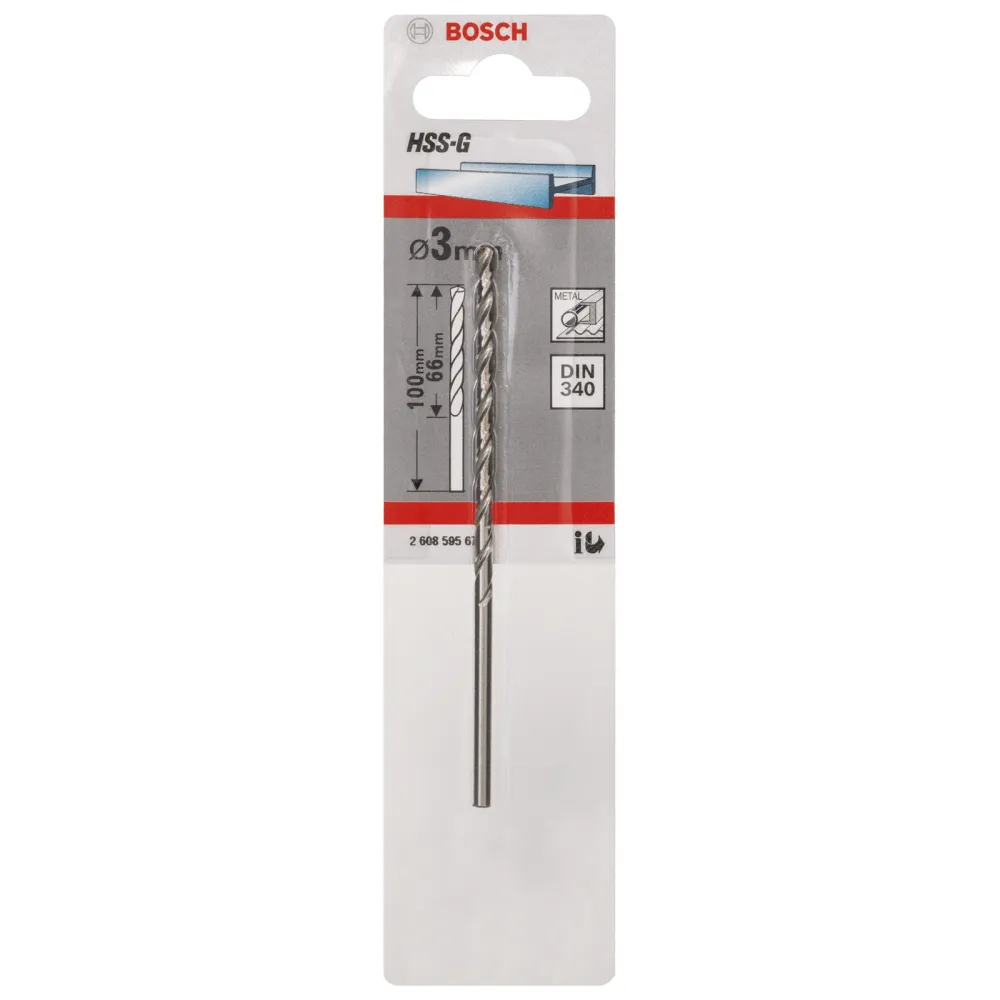 Bosch 1x Metallbohrer HSS-G DIN 340 3 x 66 x 100 mm - 2608595676