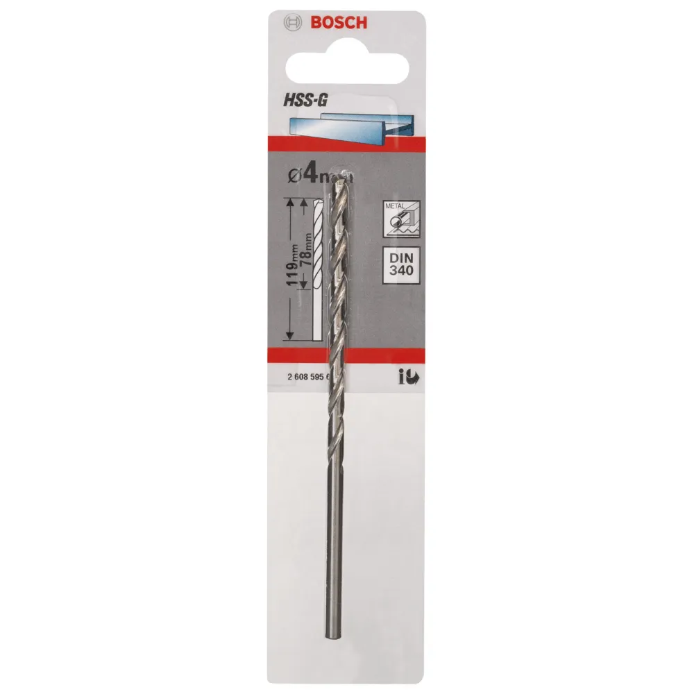Bosch 1x Metallbohrer HSS-G DIN 340 4 x 78 x 119 mm - 2608595679