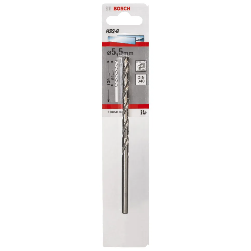Bosch 1x Metallbohrer HSS-G DIN 340 5,5 x 91 x 139 mm - 2608595684