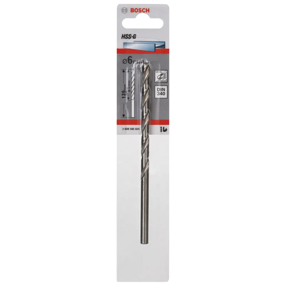Bosch 1x Metallbohrer HSS-G DIN 340 6 x 91 x 139 mm - 2608595685