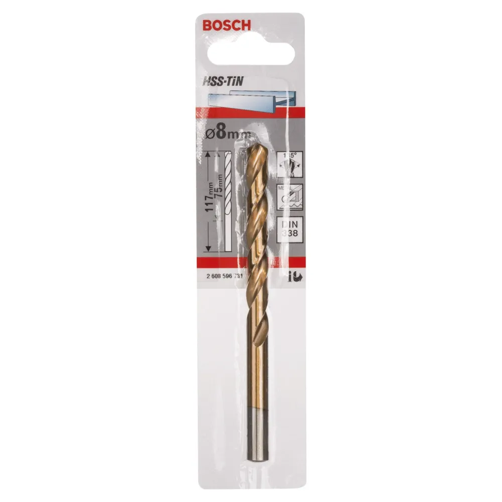 Bosch Metallbohrer HSS-TiN DIN 338 8 x 75 x 117 mm - 2608596731