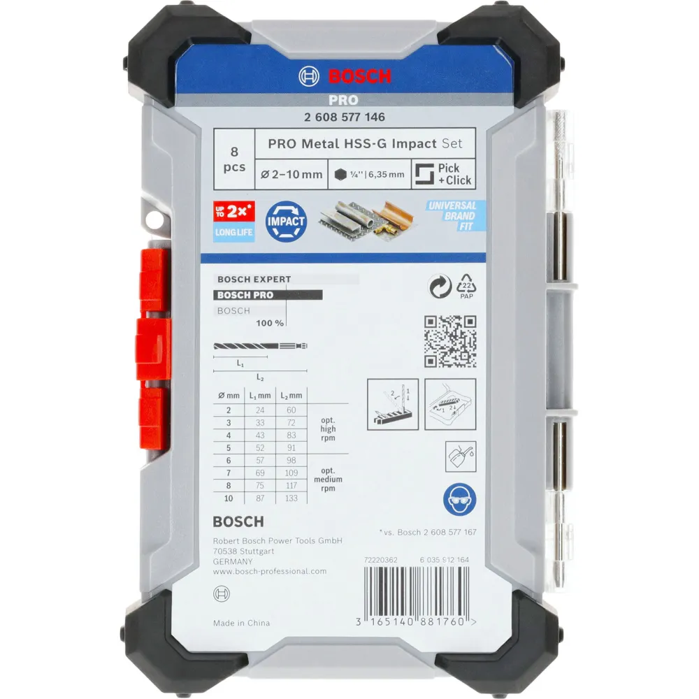 Bosch PRO Metal HSS-G Impact Spiralbohrer-Set 8-tlg. - 2608577146
