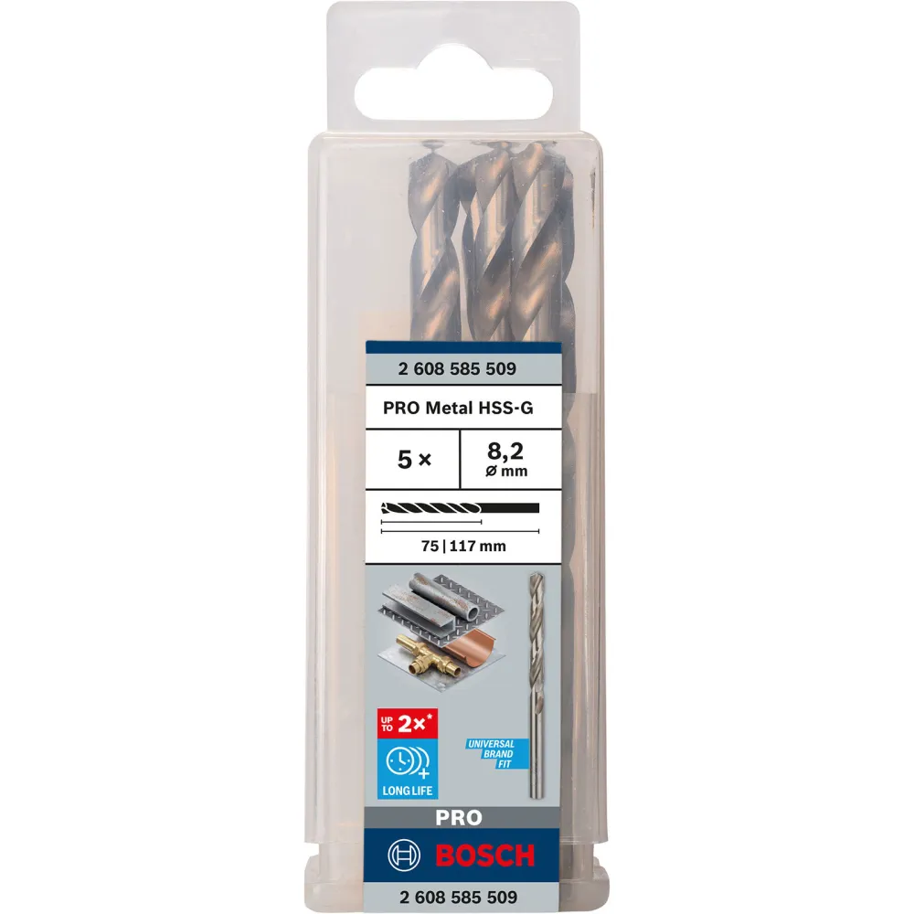 Bosch PRO Metal HSS-G Spiralbohrer 8,2 x 75 x 117 mm - 2608585509