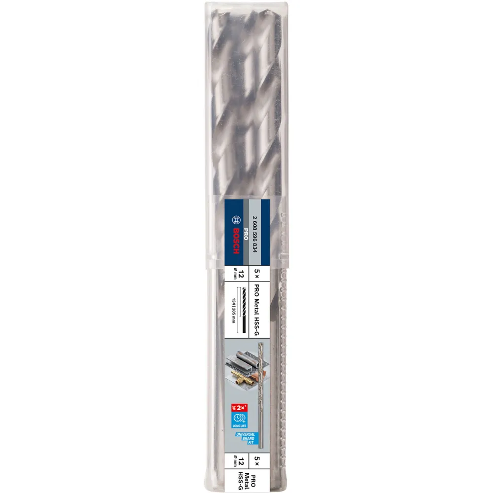 Bosch PRO Metal HSS-G Spiralbohrer 12 x 134 x 205 mm - 2608596834