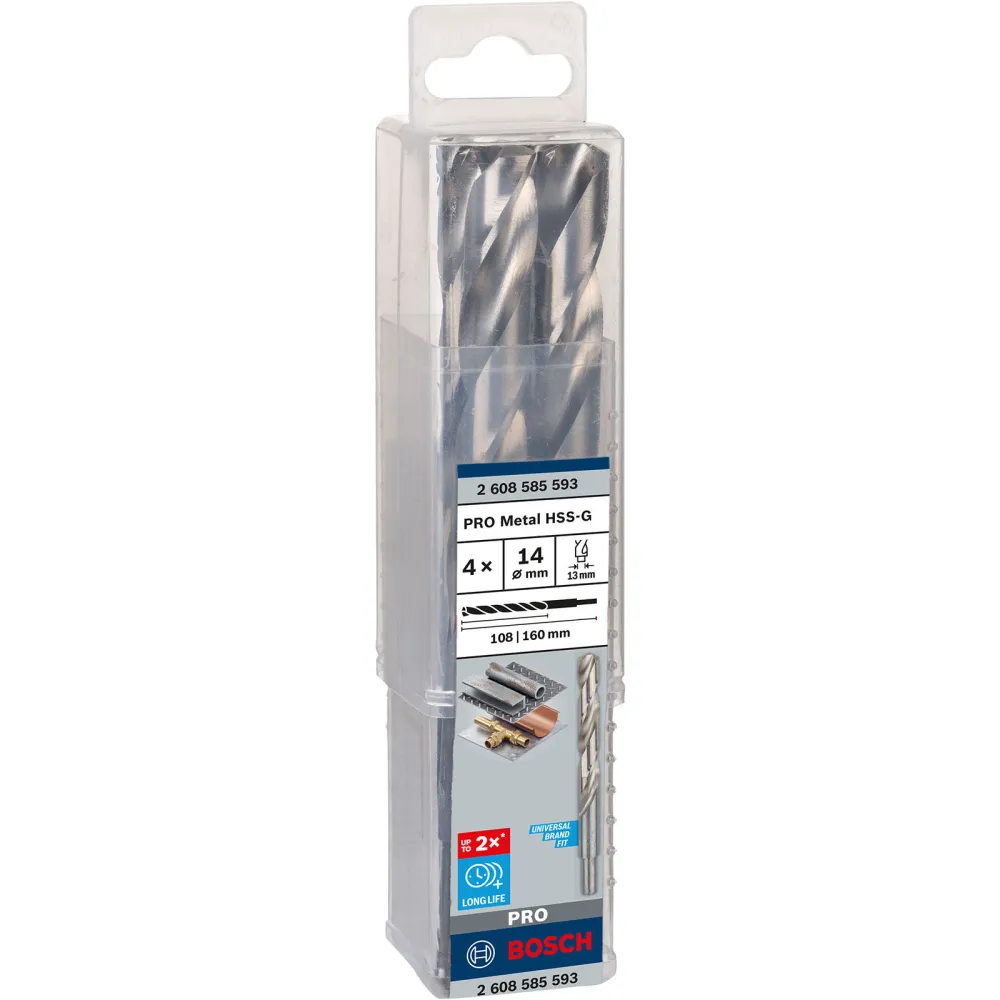 Bosch PRO Metal HSS-G Spiralbohrer 14 x 108 x 160 mm - 2608585593