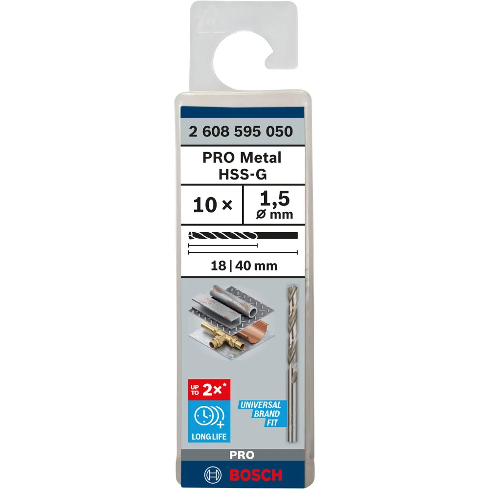 Bosch PRO Metal HSS-G Spiralbohrer 1,5 x 18 x 40 mm - 2608595050