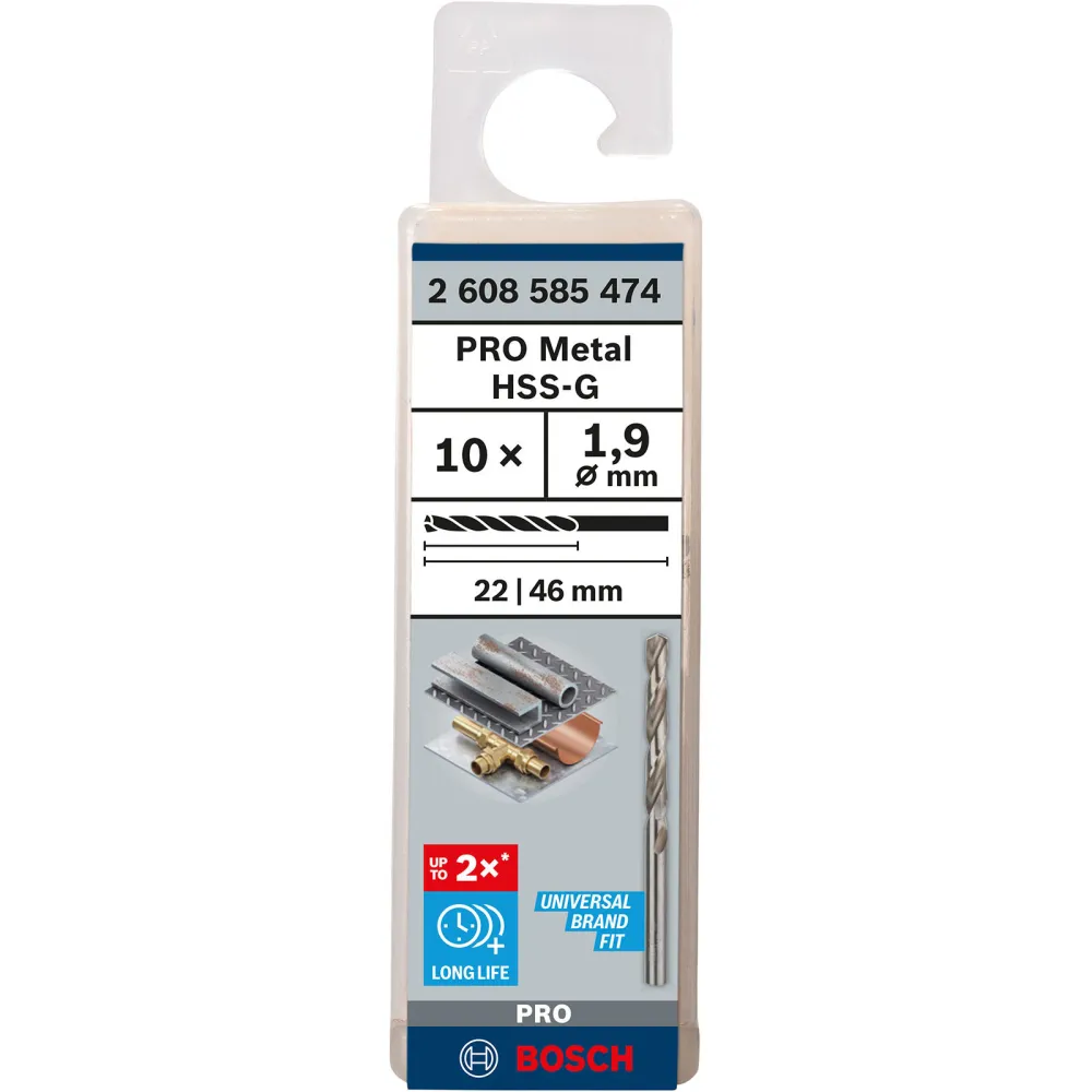 Bosch PRO Metal HSS-G Spiralbohrer 1,9 x 22 x 46 mm - 2608585474
