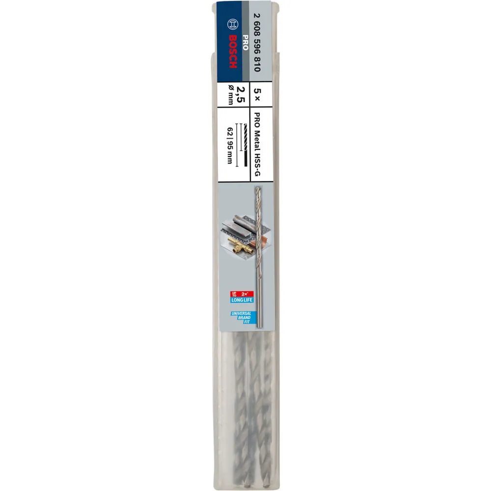 Bosch PRO Metal HSS-G Spiralbohrer 2,5 x 62 x 95 mm - 2608596810