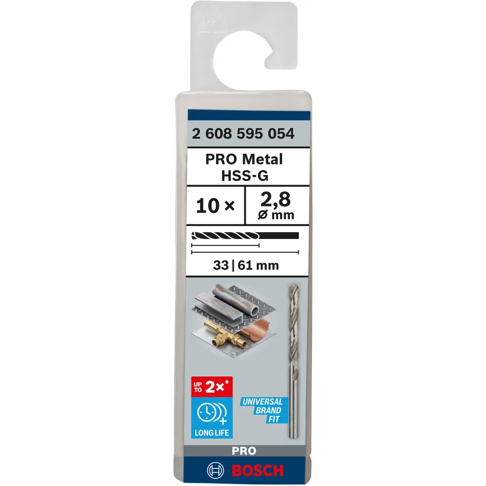 Bosch PRO Metal HSS-G Spiralbohrer 2,8 x 33 x 61 mm - 2608595054