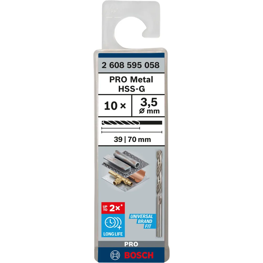 Bosch PRO Metal HSS-G Spiralbohrer 3,5 x 39 x 70 mm - 2608595058