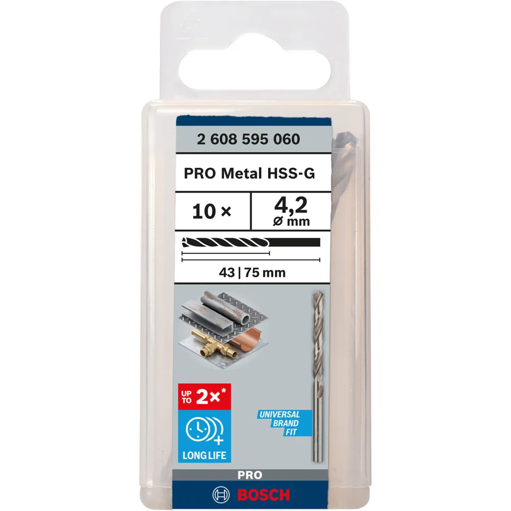 Bosch PRO Metal HSS-G Spiralbohrer 4,2 x 43 x 75 mm - 2608595060