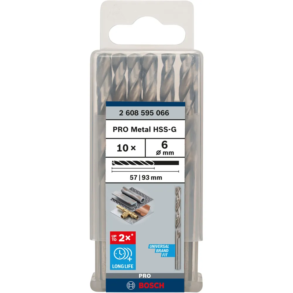 Bosch PRO Metal HSS-G Spiralbohrer 6 x 57 x 93 mm - 2608595066
