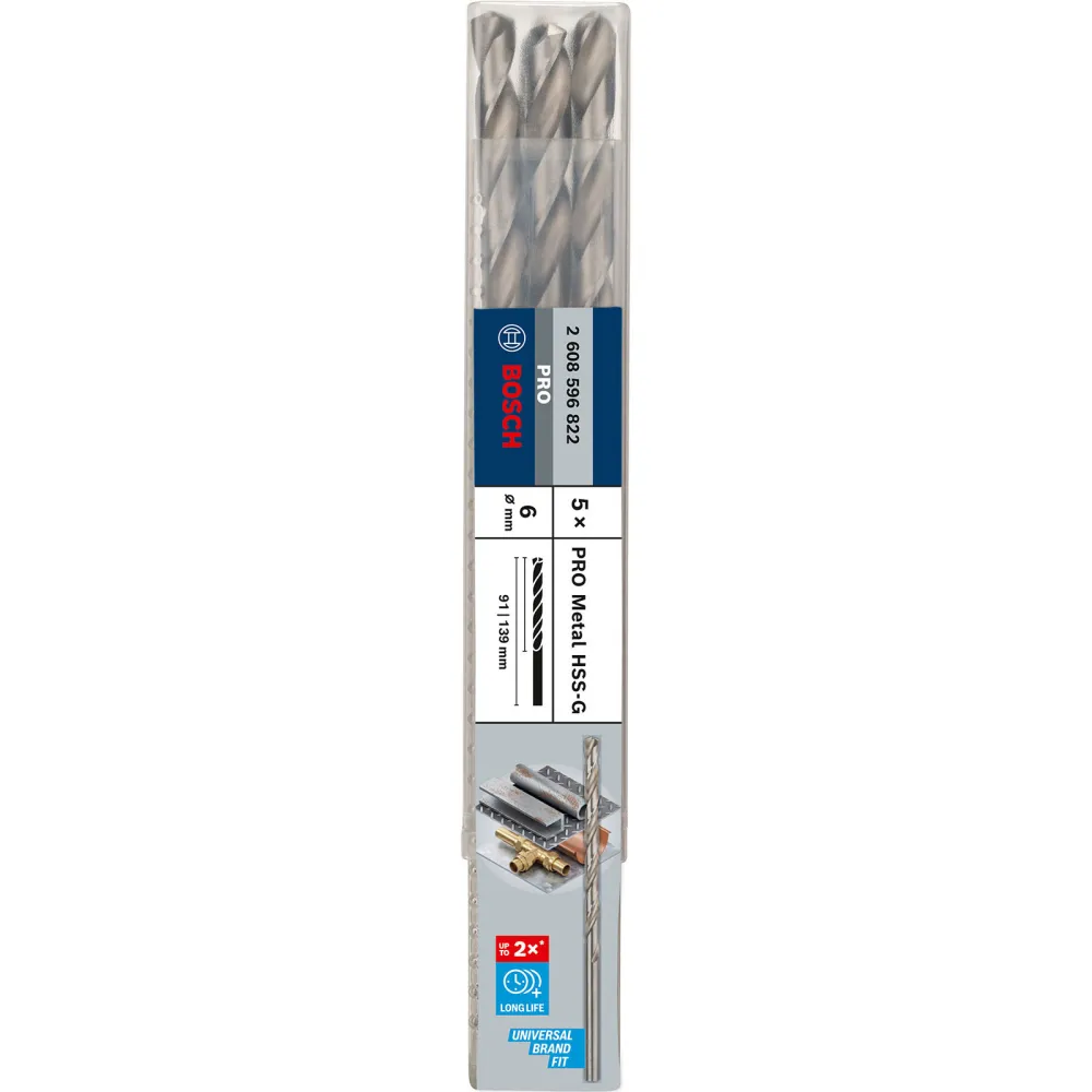 Bosch PRO Metal HSS-G Spiralbohrer 6 x 91 x 139 mm - 2608596822