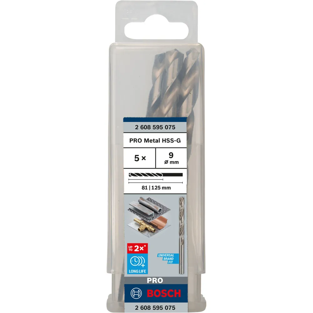 Bosch PRO Metal HSS-G Spiralbohrer 9 x 81 x 125 mm - 2608595075