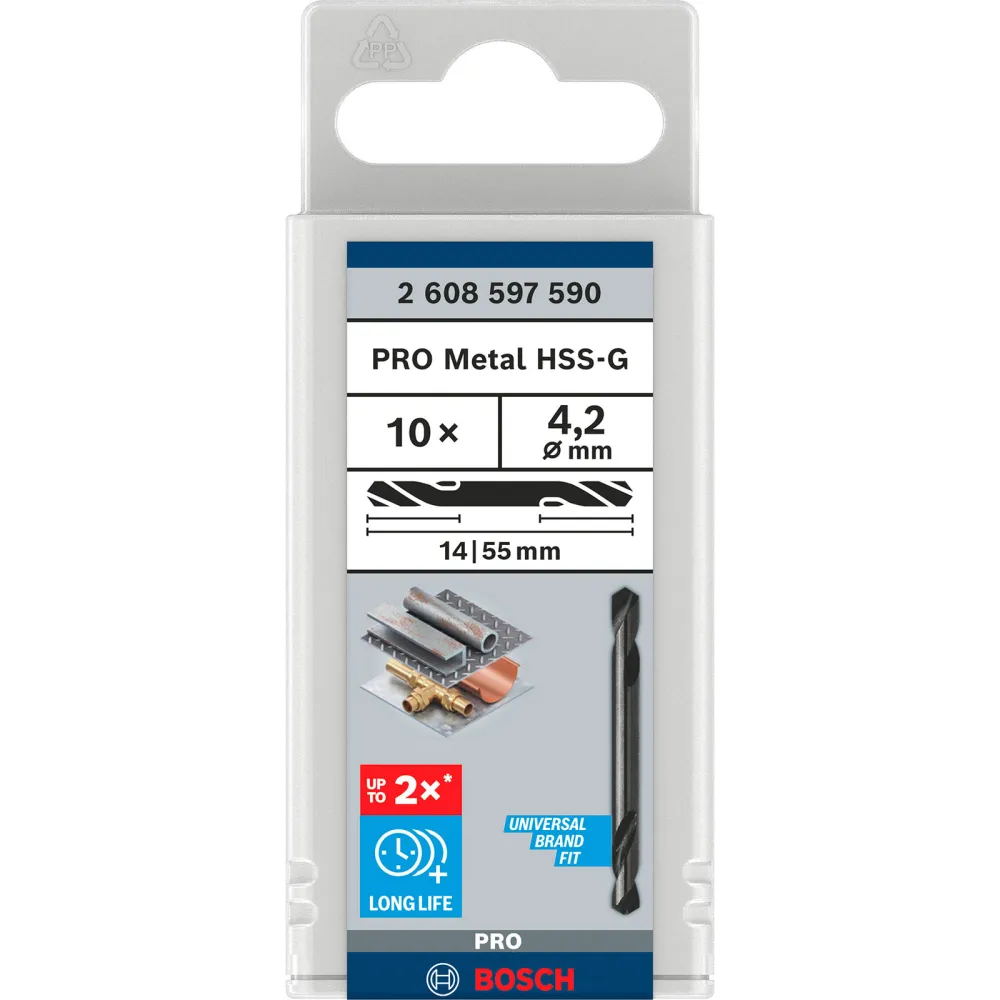 Bosch PRO Metal HSS-G Spiralbohrer mit Doppelklinge 4,2 x 14 x 55 mm - 2608597590