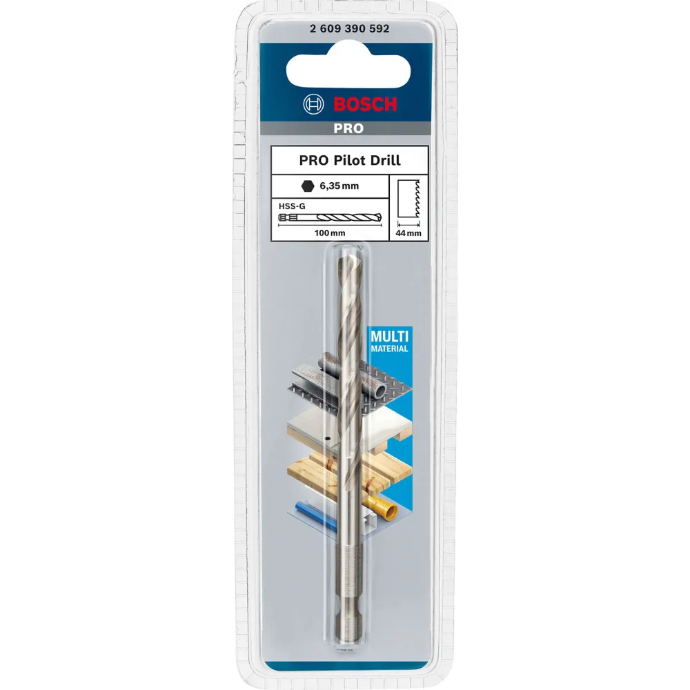 Bosch PRO Pilot Drill Bit Quick Change-System für Lochsägen HSS-G 6,35 x 100 mm - 2609390592