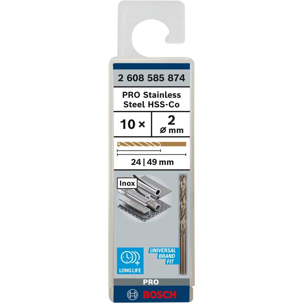 Bosch PRO Stainless Steel HSS-Co Spiralbohrer 2 x 24 x 49 mm - 2608585874