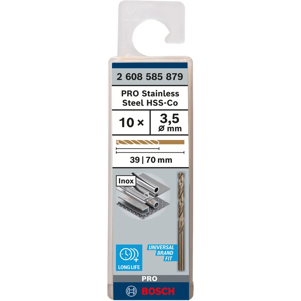 Bosch PRO Stainless Steel HSS-Co Spiralbohrer 3,5 x 39 x 70 mm - 2608585879