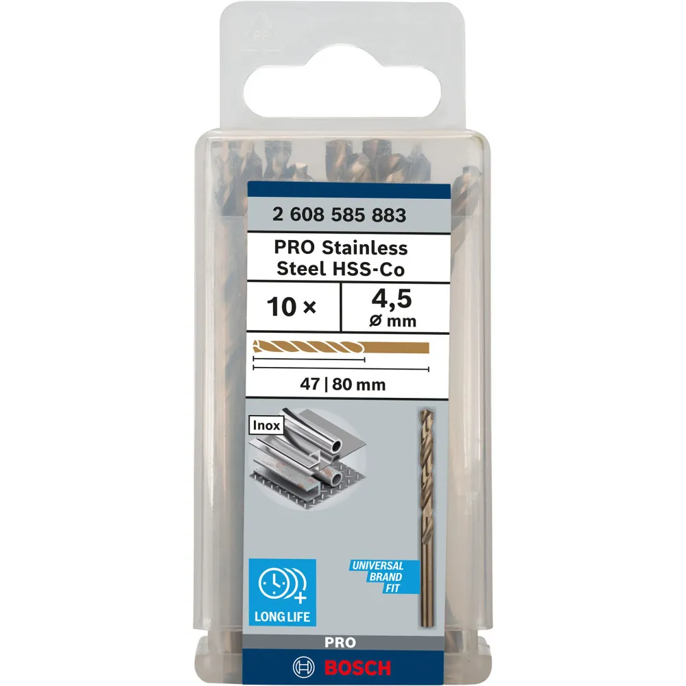 Bosch PRO Stainless Steel HSS-Co Spiralbohrer 4,5 x 47 x 80 mm - 2608585883