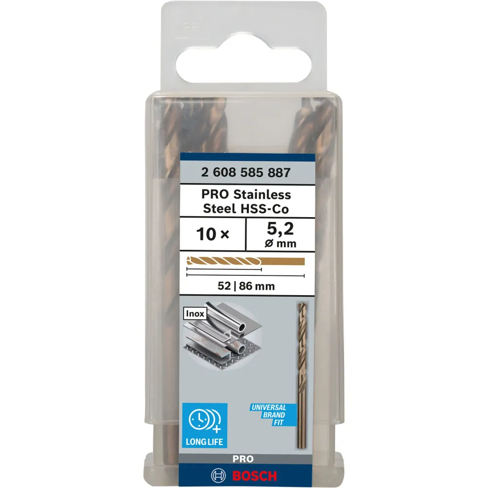 Bosch PRO Stainless Steel HSS-Co Spiralbohrer 5,2 x 52 x 86 mm - 2608585887