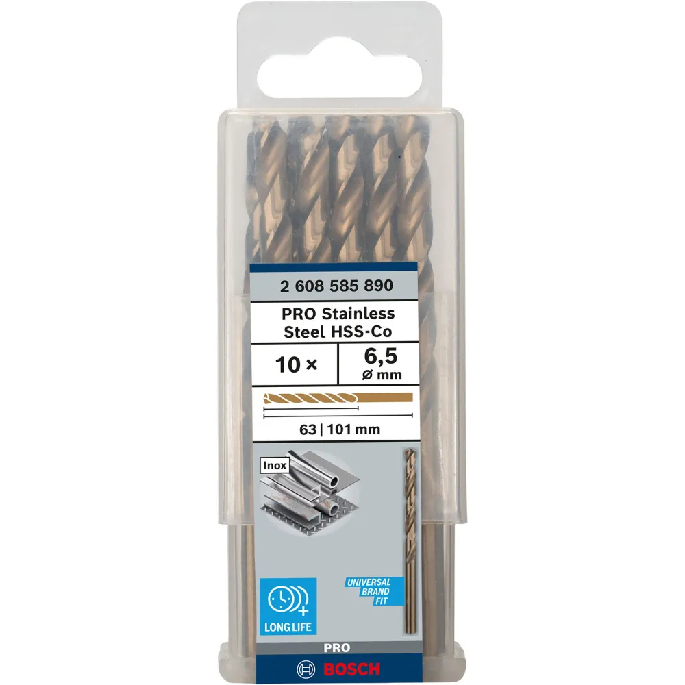 Bosch PRO Stainless Steel HSS-Co Spiralbohrer 6,5 x 63 x 101 mm - 2608585890