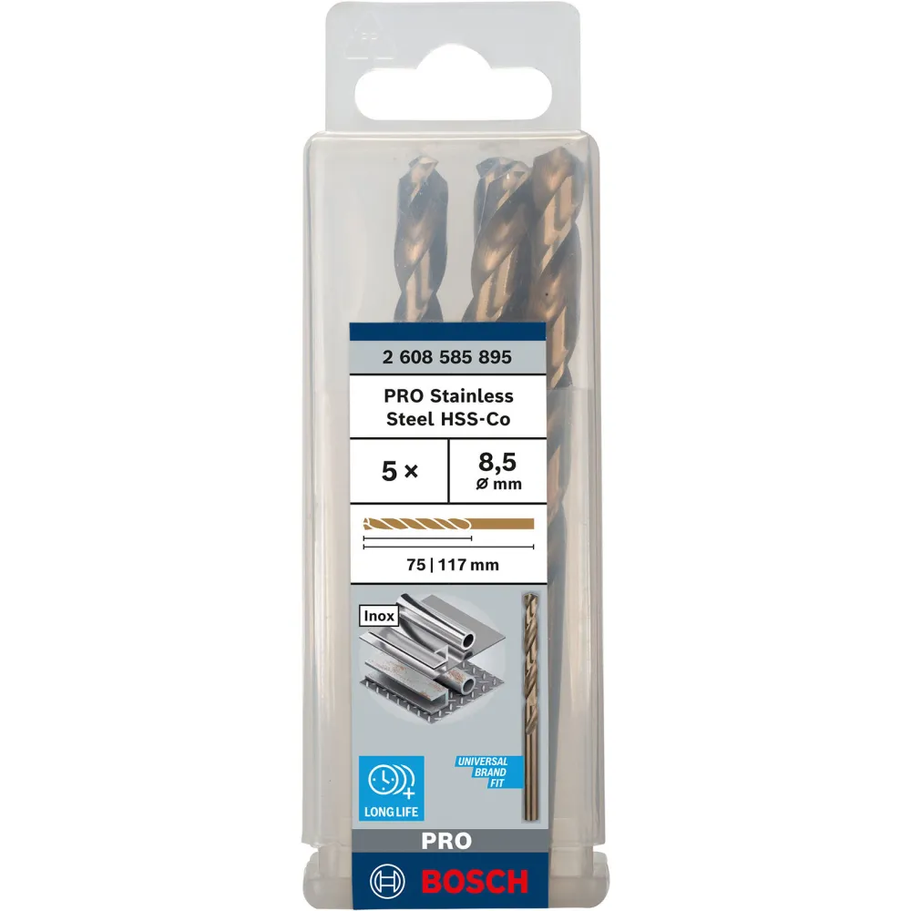 Bosch PRO Stainless Steel HSS-Co Spiralbohrer 8,5 x 75 x 117 mm - 2608585895