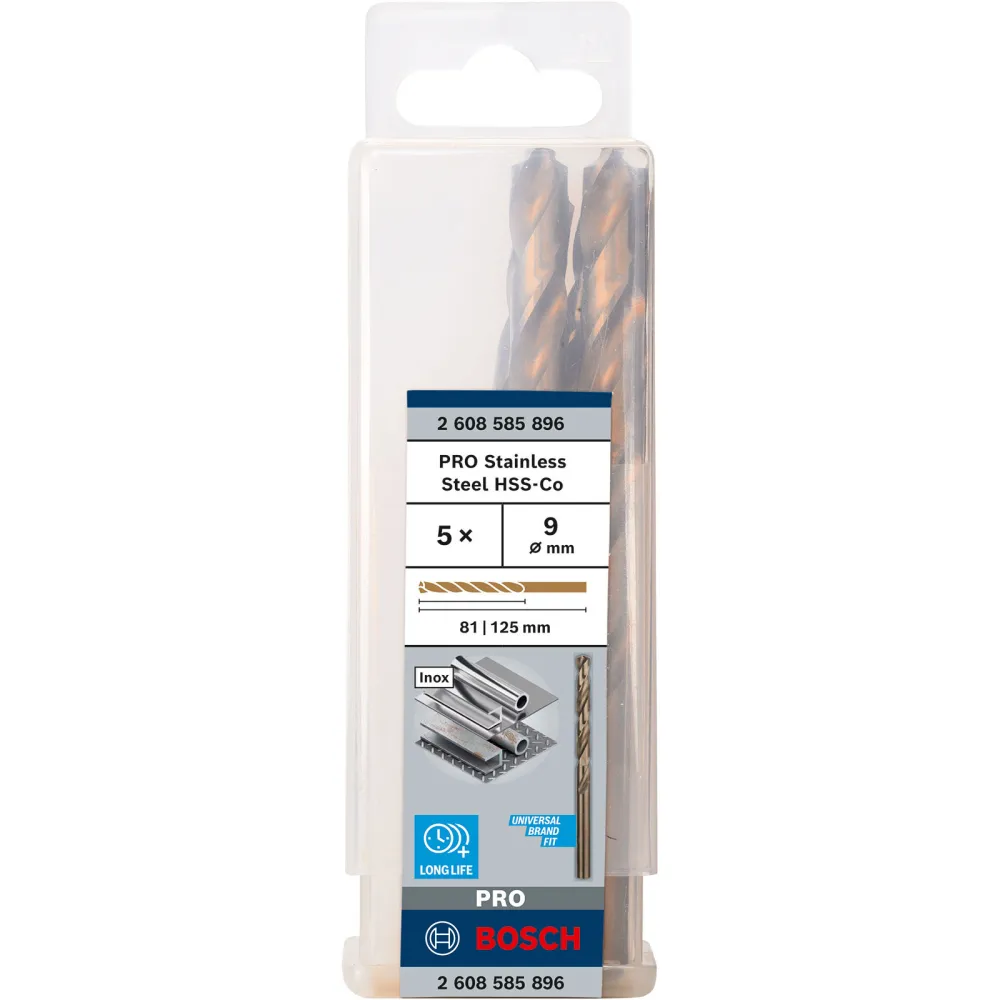 Bosch PRO Stainless Steel HSS-Co Spiralbohrer 9 x 81 x 125 mm - 2608585896