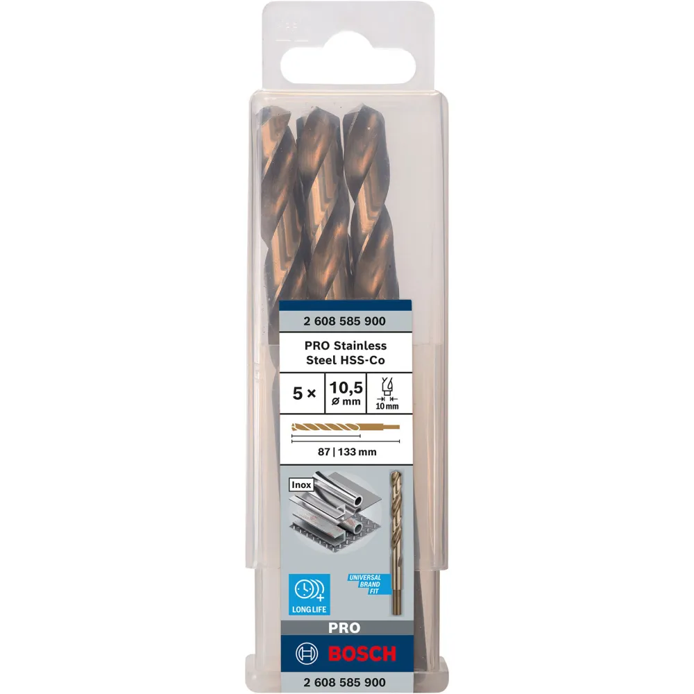 Bosch PRO Stainless Steel HSS-Co Spiralbohrer 10,5 x 87 x 133 mm - 2608585900