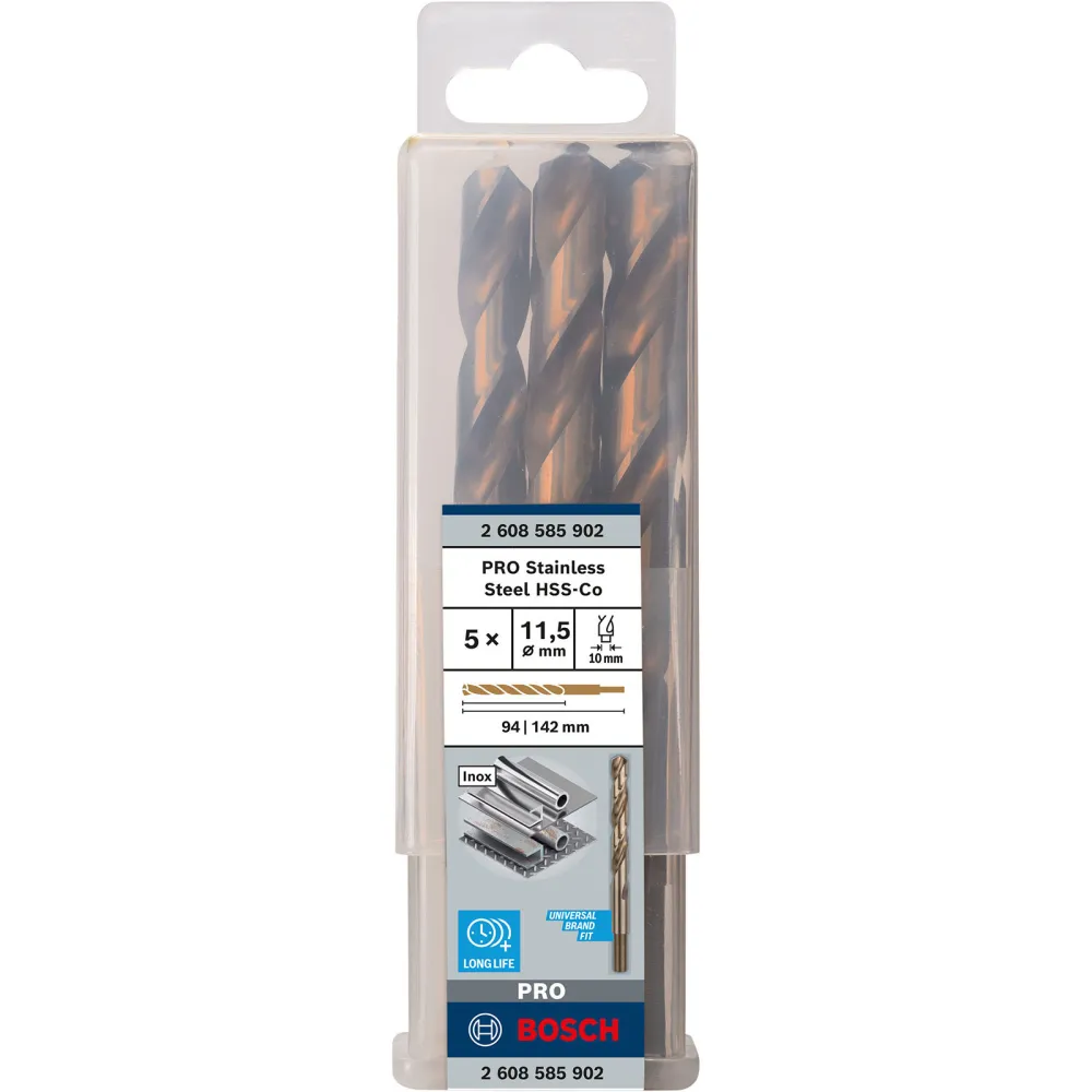 Bosch PRO Stainless Steel HSS-Co Spiralbohrer 11,5 x 94 x 142 mm - 2608585902