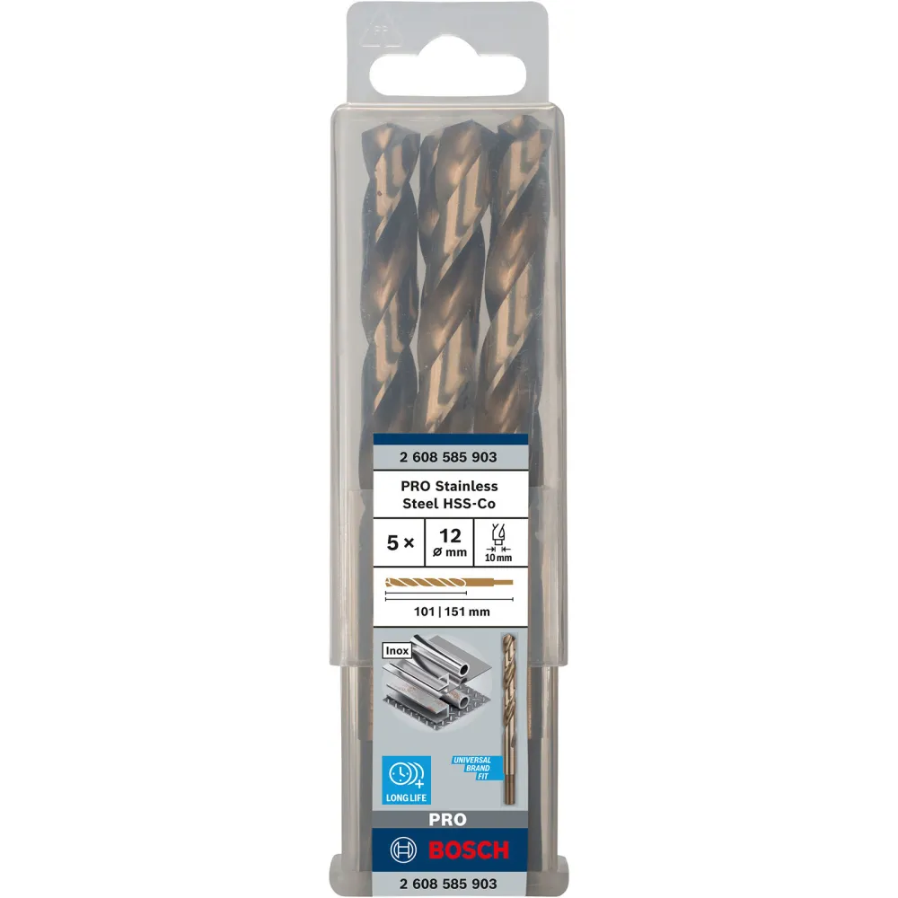 Bosch PRO Stainless Steel HSS-Co Spiralbohrer 12 x 101 x 151 mm - 2608585903