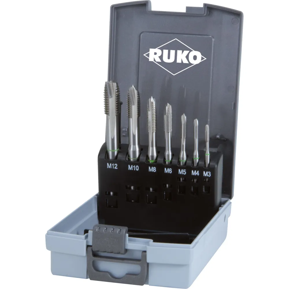 RUKO Maschinengewindebohrer-Satz 7tlg. Form B HSSE-Co 5 Kunststoffkassette - 245061RO