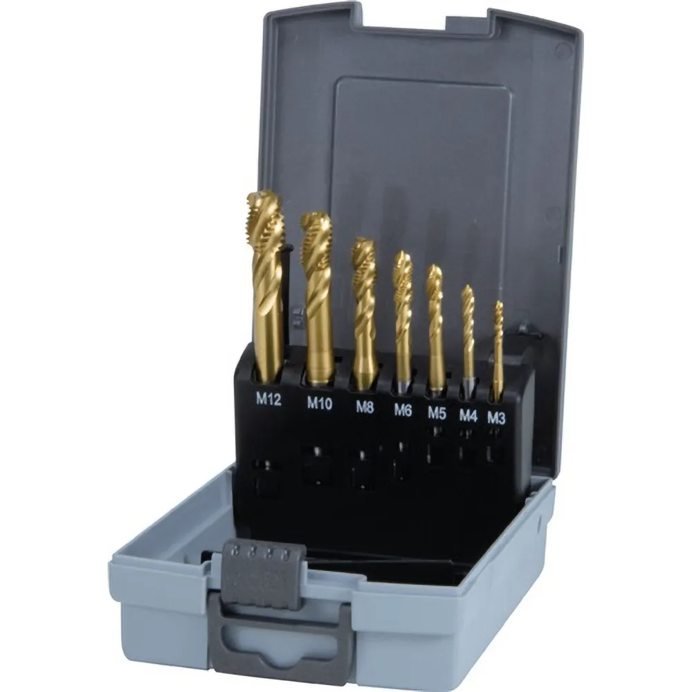 RUKO Maschinengewindebohrer-Satz 7tlg. Form C HSS-TiN Kunststoffkassette - 245066RO