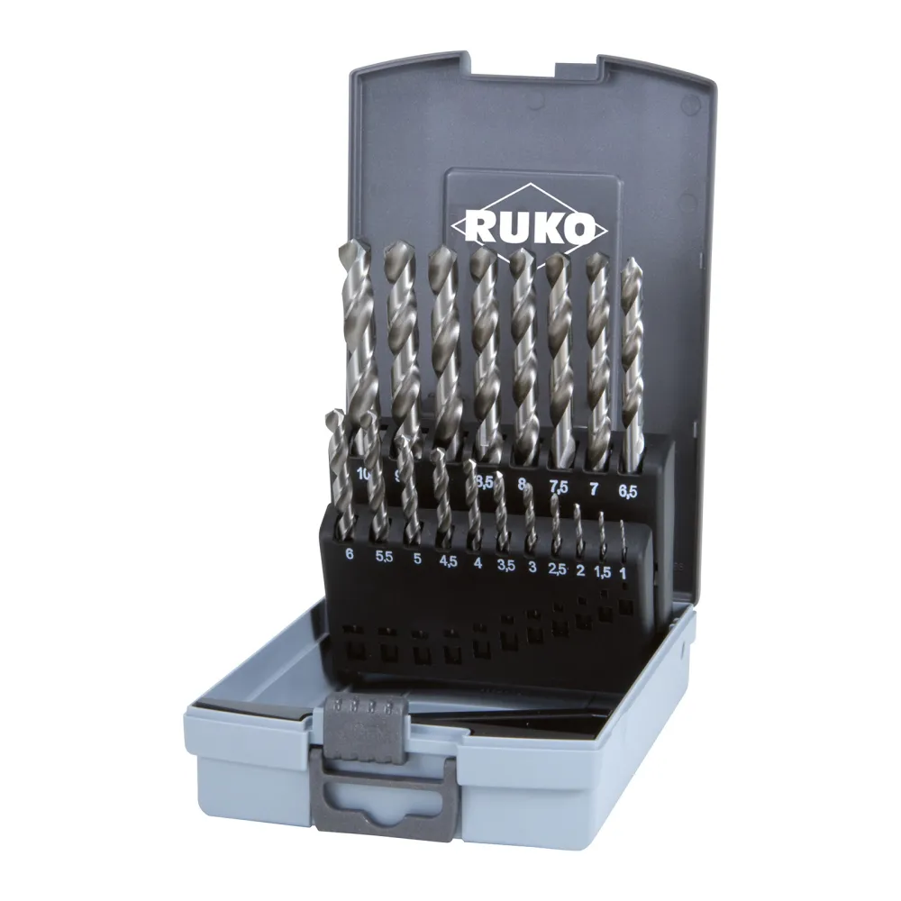 RUKO Spiralbohrer-Satz DIN 338 Typ VA HSSE-Co 8 Kunststoffkassette 19 teilig - 281214ERO