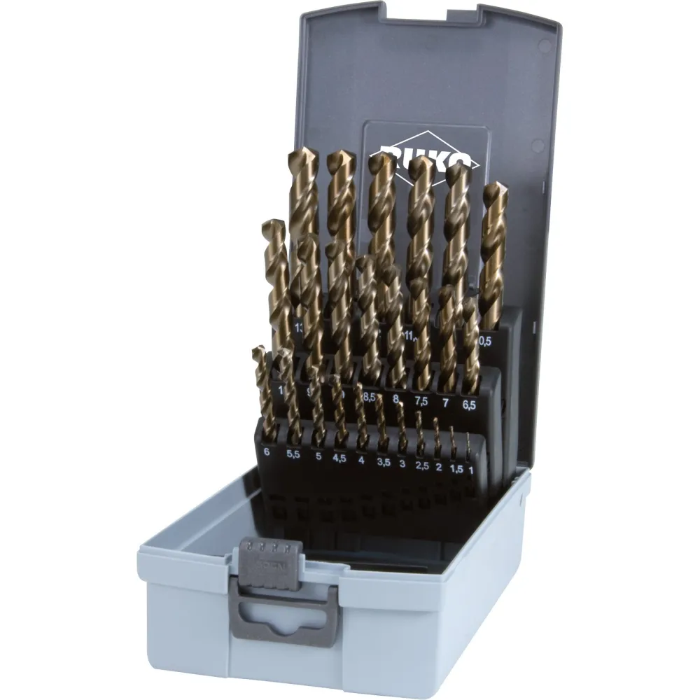 RUKO Spiralbohrersatz HSSE-Co 5 DIN 338 Typ VA 25tlg. Ø 1 - 13 mm ABS-Kunststoffkassette - 215215RO