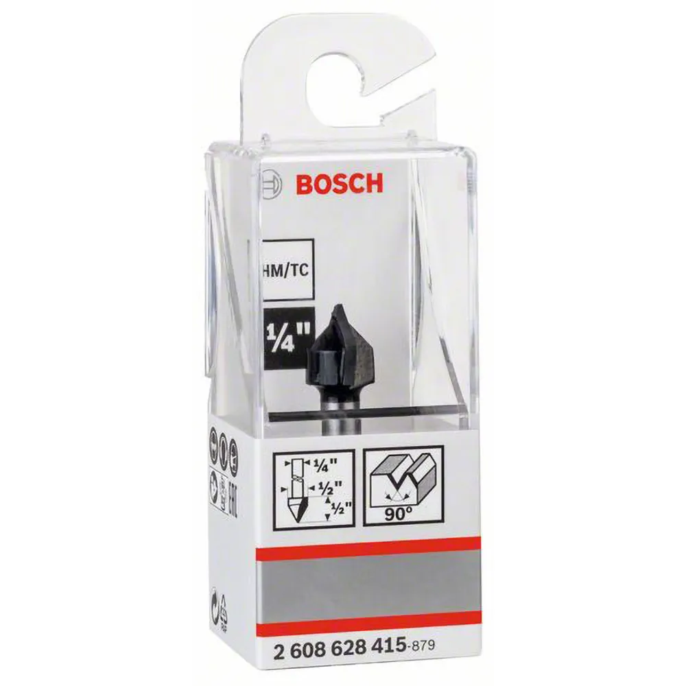 Bosch V-Nutfräser 1/4" Ø 12,7 mm L 12,7 mm G 45 mm 90° - 2608628415