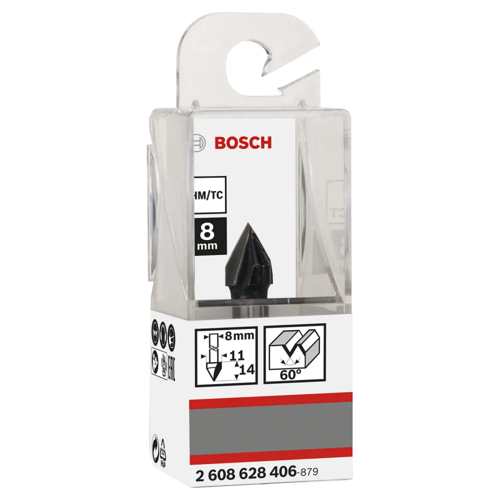 Bosch V-Nutfräser Standard Wood 8 mm D1 11 mm L 14 mm G 45 mm 60° - 2608628406