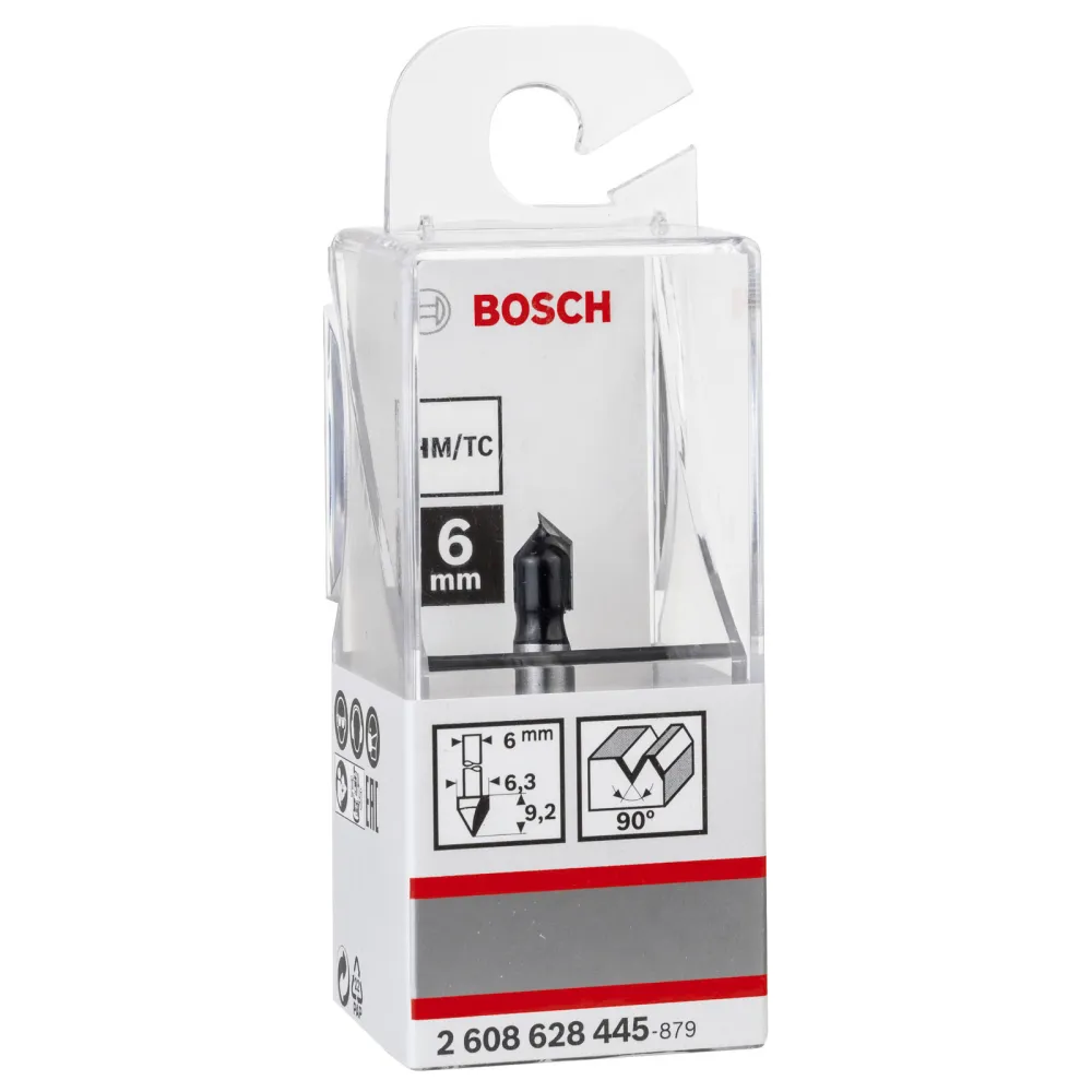 Bosch V-Nutfräser Standard Wood V-Groove Bits 6 mm D 6,35 mm L 9,2 mm G 48 mm 90° - 2608628445