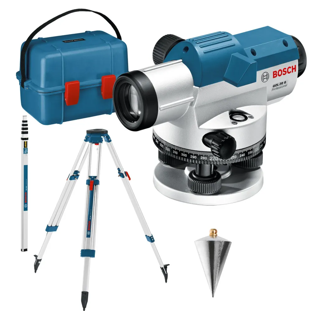 Bosch optisches Nivelliergerät GOL 20 G mit Baustativ BT 160 + Messstab GR 500 Transportkoffer - 061599404P
