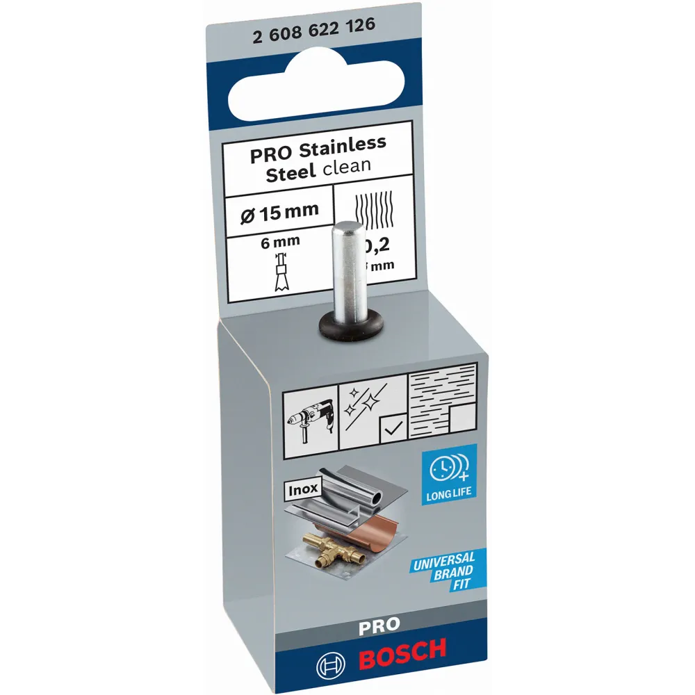 Bosch PRO Stainless Steel clean Pinselbürste 15 x 0,20 mm gerader Schaft - 2608622126